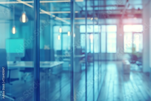 Image of a transparent office with light shining through