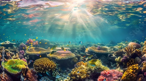 Vibrant Underwater Coral Reef Biodiversity A Symphony of Life and Color photo