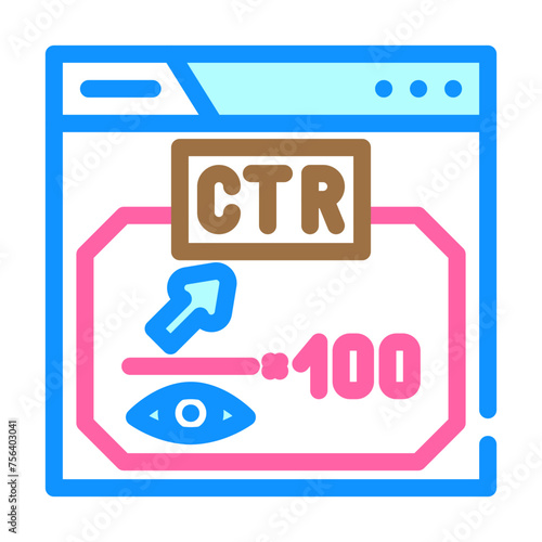 ctr click through rate seo color icon vector. ctr click through rate seo sign. isolated symbol illustration