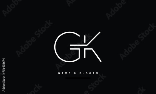 Alphabet Letters GK, KG, Initials Logo Monogram