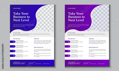 Template vector design for Brochure, AnnualReport, Magazine, Poster, Corporate Presentation, Portfolio, Flyer, infographic, layout modern with blue and purple color A4 size, Easy to use and edit.