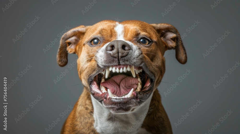 Intense Pitbull Displaying Aggression - A Powerful Portrait Generative AI