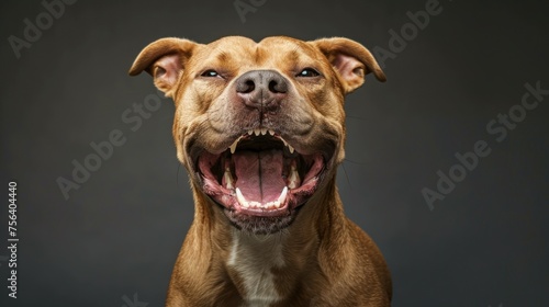 Intense Pitbull Displaying Aggression - A Powerful Portrait Generative AI photo