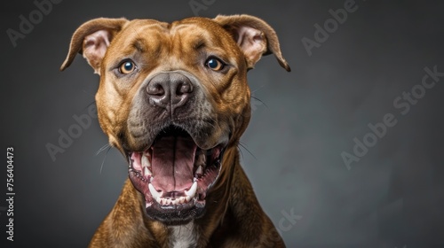 Intense Pitbull Displaying Aggression - A Powerful Portrait Generative AI