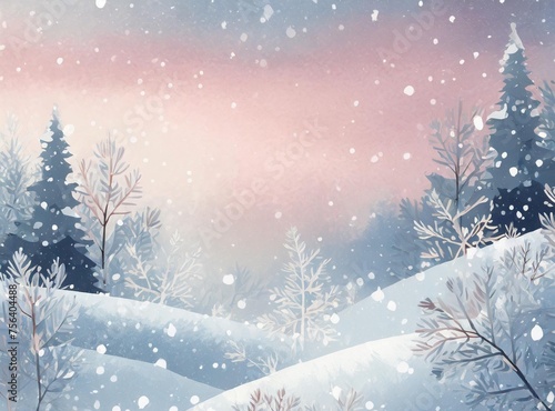 Winter forest landscape illustration background © D'Arcangelo Stock