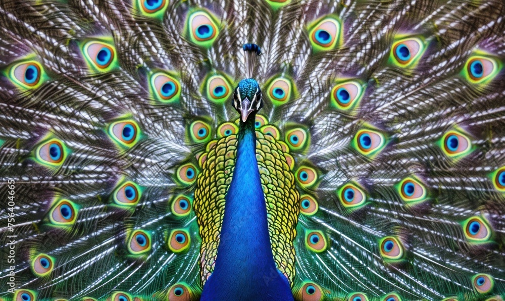 Obraz premium Enthralling Peacock Majesty with Opulent Feather Display - Generative AI