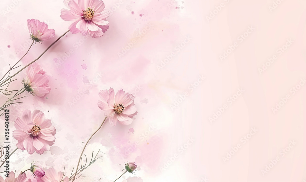 mother's day holiday greeting design with carnation flower bouquet on pastel pink and background. 