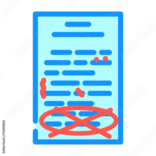 proofreading text technical writer color icon vector. proofreading text technical writer sign. isolated symbol illustration