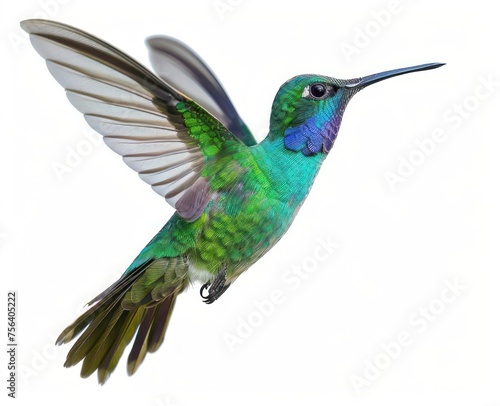 Iridescent Hummingbird in Hover - Graceful Wings in Motion Generative AI © Gelpi