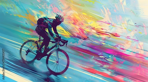 Dynamic cyclist in motion, ideal for sports, energy, and action themes in advertisements or editorial content.
