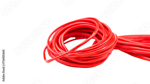 Roll red electrical wires isolated on transparent background