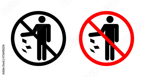Do Not Litter Sign Vector Illustration Set. Keep Clean Sign suitable for apps and websites UI design style.