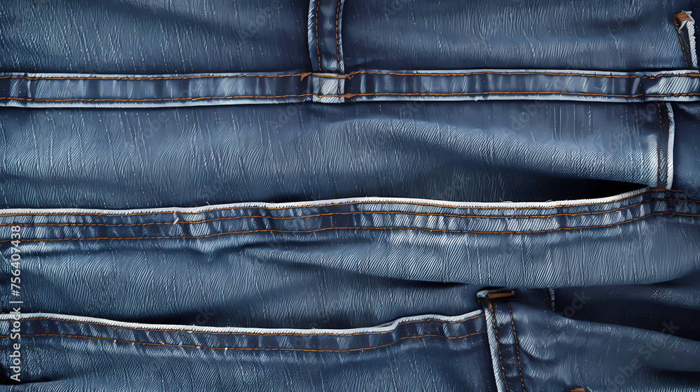 Close-up of selected denim, highlighting texture and seams