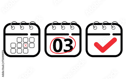 Calendar flat icons in different formats for websites, blogs and graphic resources. Vector illustration of calendar marking specific day 03.