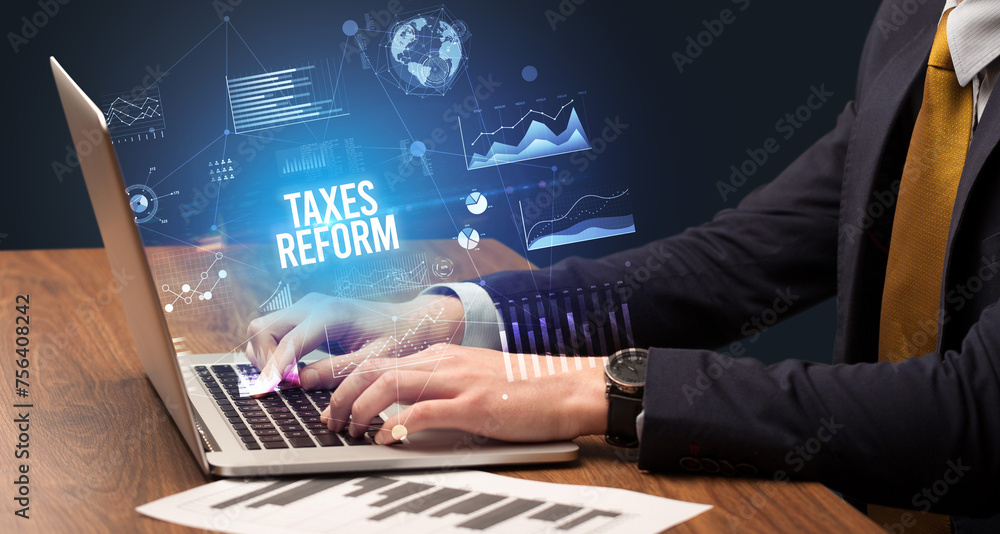Businessman working on laptop, business concept Businessman working on laptop, business concept