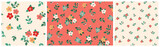 Seamless floral pattern, simple cute ditsy print of small decorative flowers in a collection. Pretty botanical design, abstract ornament of tiny hand drawn daisy flowers, leaves. Vector illustration.