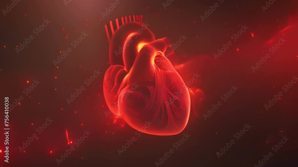 human heart shape with red cardio pulse line. Creative stylized red ...