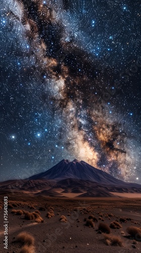 Majestic Milky Way and stars over Atacama Desert, clear cosmos view.
