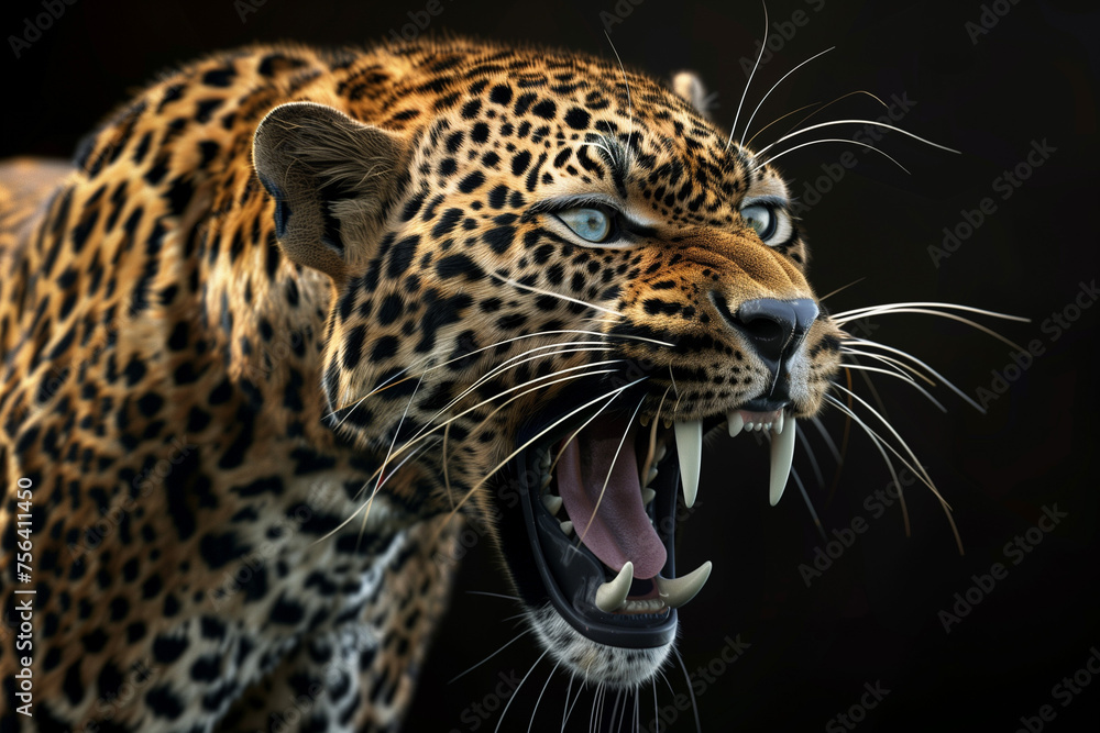 Obraz premium a roaring leopard