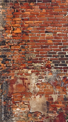 Old red brick wall with rugged charm, adding depth and texture.