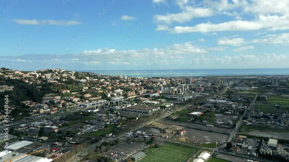 Aerial view of the international airport Nice Cote d'Azur, Saint Augustin and Caucade districts in Nice, French Riviera Aerial view of the international airport Nice Cote d'Azur, Saint Augustin and Caucade districts in Nice, French Riviera