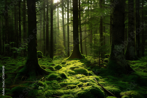 forest is green with moss growing in it © AAA