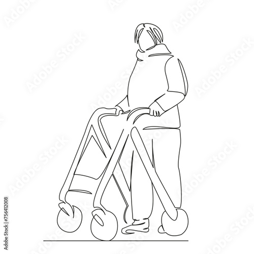 woman with walker on wheels