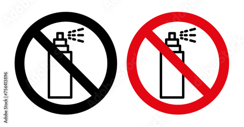 No Spray Can Allowed Sign Icon Set. Vector Illustration photo