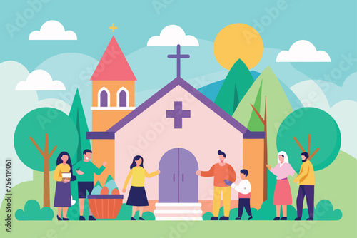 Fototapeta Naklejka Na Ścianę i Meble -  Easter Sunday vector illustration 
