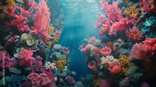 Underwater Scene With Corals and Marine Life