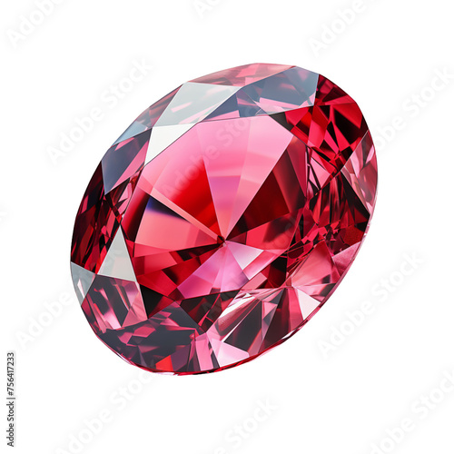 A single red ruby gemstone isolated on transparent background