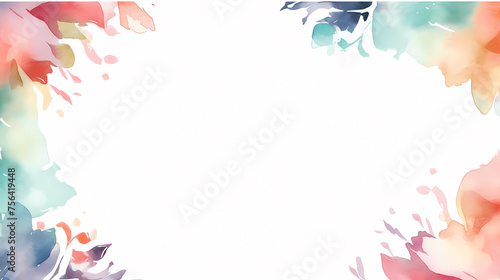 Abstract watercolor background with watercolor splashes around the edges and space for text