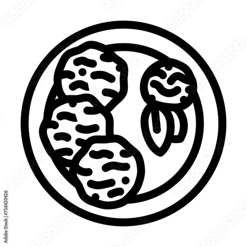 crab cake sea cuisine line icon vector. crab cake sea cuisine sign. isolated contour symbol black illustration