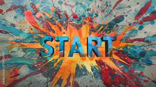 The Word Start Painted on a Wall