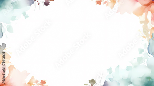 Abstract watercolor background with watercolor splashes around the edges and space for text