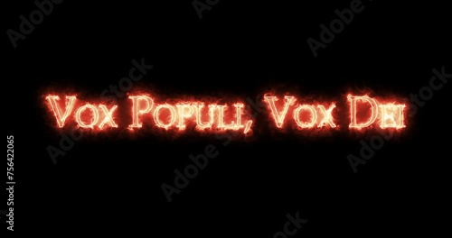 Vox Populi, Vox Dei written with fire. Loop