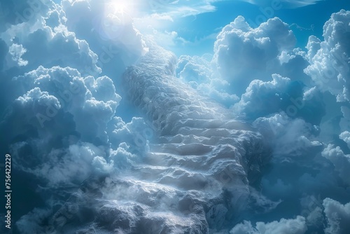 Stairway to heaven in heavenly  Religion background