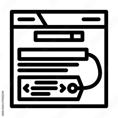meta tags title description seo line icon vector. meta tags title description seo sign. isolated contour symbol black illustration