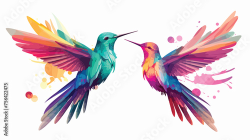 A pair of hummingbirds engaged in a mid-air dance 