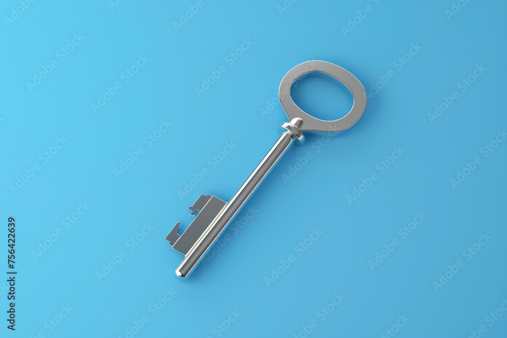 houseshaped key on blue background houseshaped key on blue background