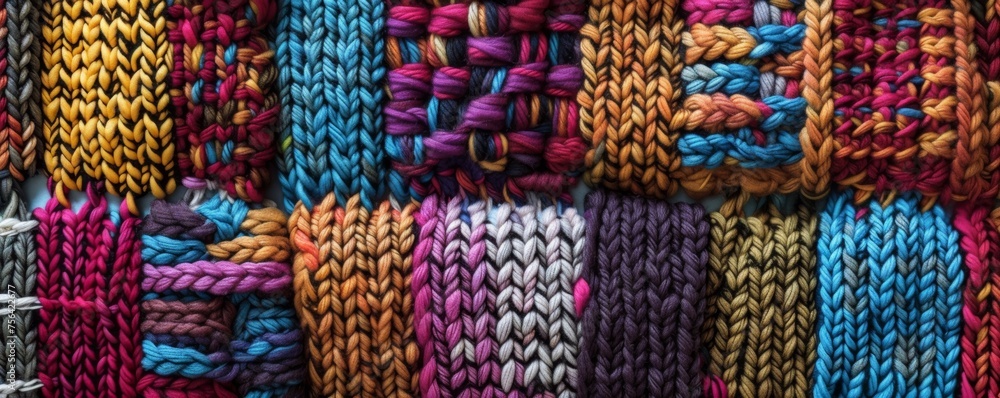 Assorted Colors of Yarn Close Up