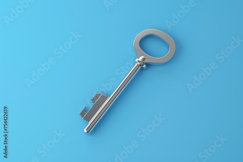 houseshaped key on blue background © AAA