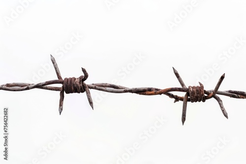 barbed wire on white background
