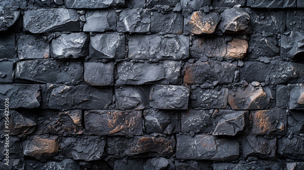 Fototapeta premium Wall of Rocks Against Black Background