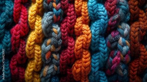 Close Up of a Multicolored Crochet Blanket © Viktoriia
