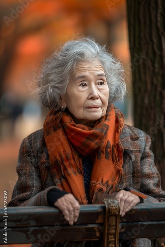 Cute old Asian woman