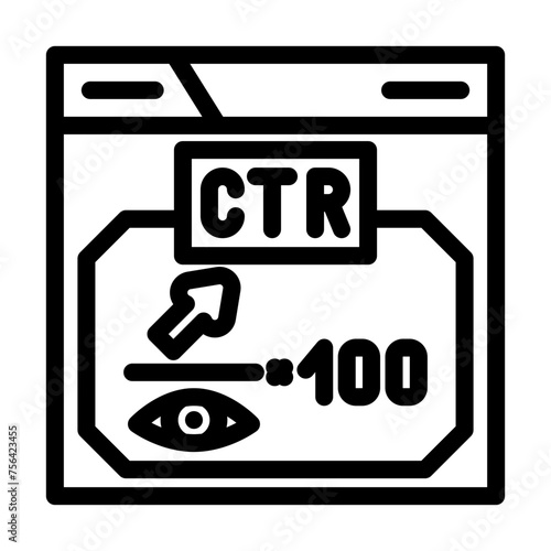 ctr click through rate seo line icon vector. ctr click through rate seo sign. isolated contour symbol black illustration