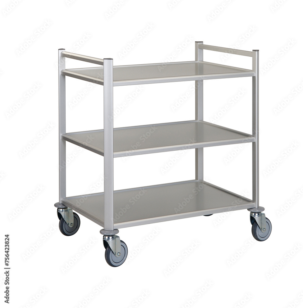 The hotel cleaning tool cart isolated The hotel cleaning tool cart isolated