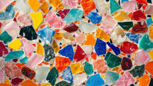 Close Up View of a Multicolored Glass Mosaic