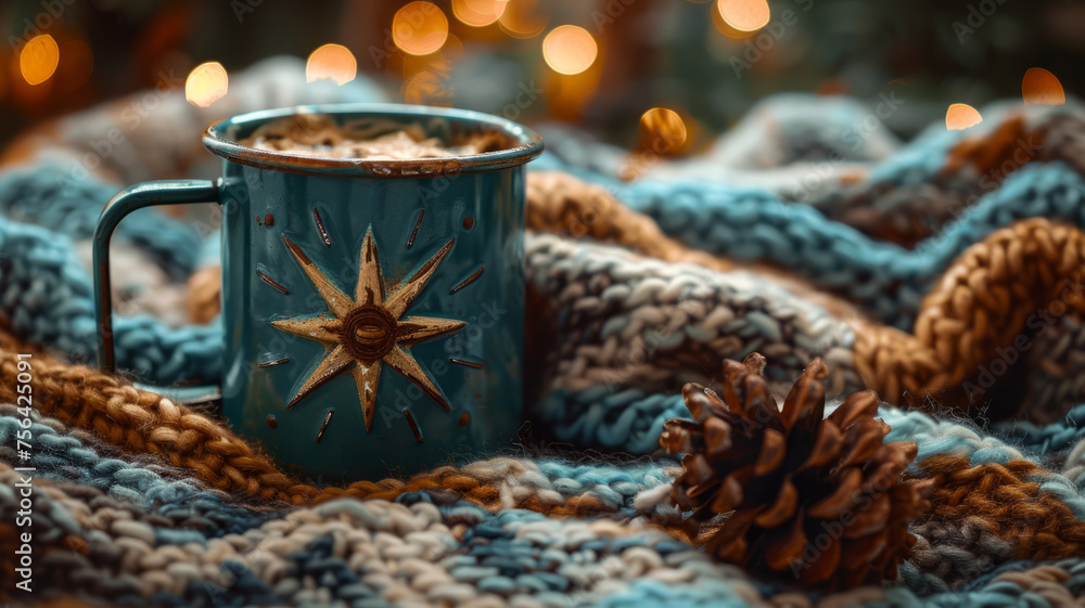 Cozy mug and knitwear with lights